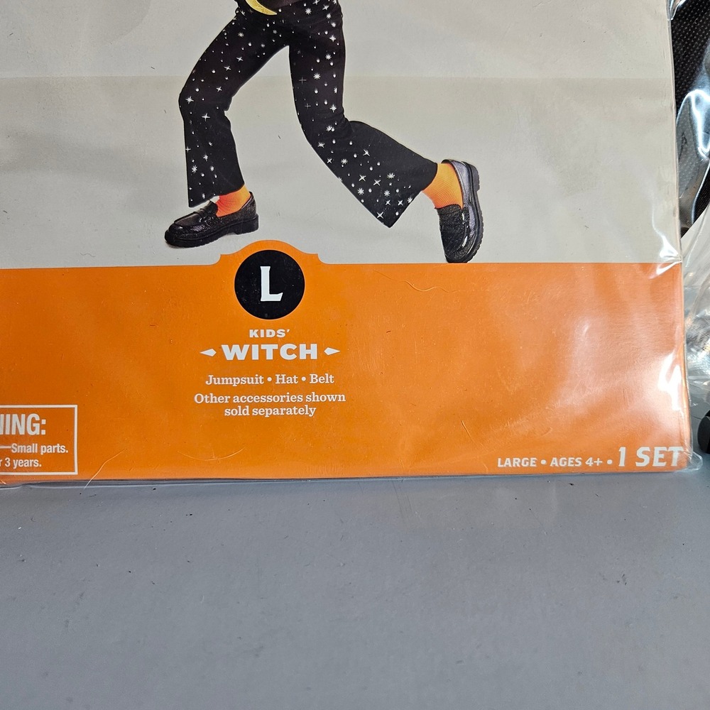 Kids Witch Costume‎ Target Halloween Jumpsuit Hat Belt Stars Moons L